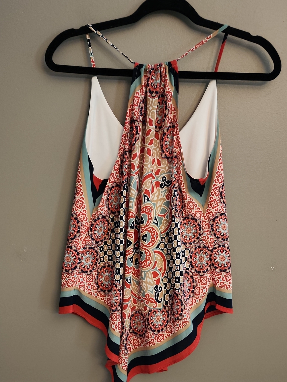 Heartsoul Women's Coral & Navy Printed Halter Tank Top - Picture 4 of 15